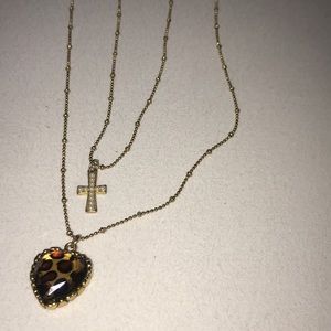 Betsey Johnson gold cheetah print necklace!